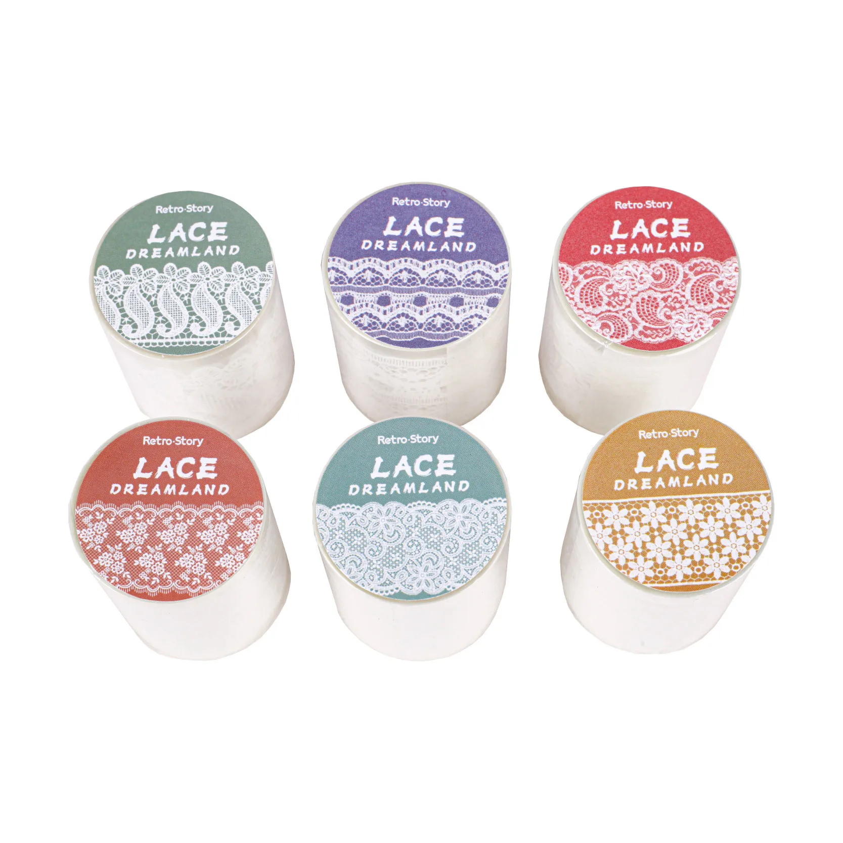 6pcs/1lot Decorative Adhesive Tapes Lace Dream Junk Journal DIY Paper Japanese Masking Scrapbooking Stickers