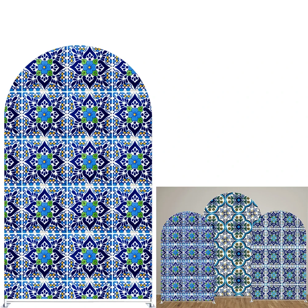 Blaue Mexiko Festivals Thema doppelseitige Bogen Hintergrund Abdeckung für Partys, Neugeborene Foto Dekoration Requisiten