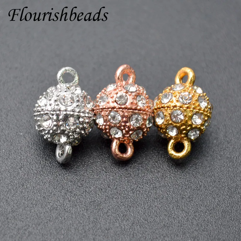 

14/16mm Gold Color Rhinestone Paved Round Magnet Connected Clasps for DIY Jewelry Making Supplier 30pcs/lot