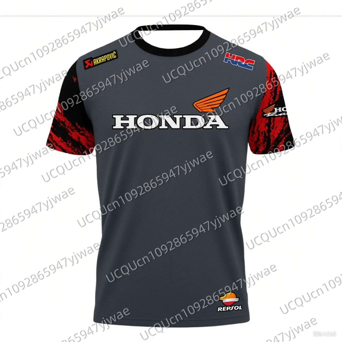 Motorcycle Riding Splashed Dark Red Quick Drying Breathable Short Sleeve Men And Women Honda Riding Casual T-shirt Tops