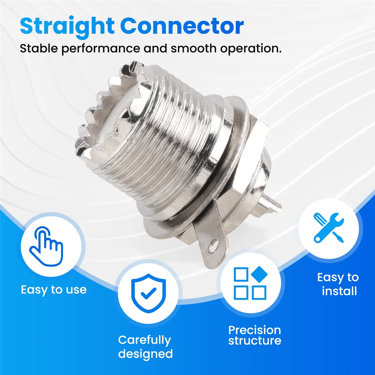 UHF Женский SO239 Разъем для переборки, паяная панель, прямой радиочастотный разъем, серебристый