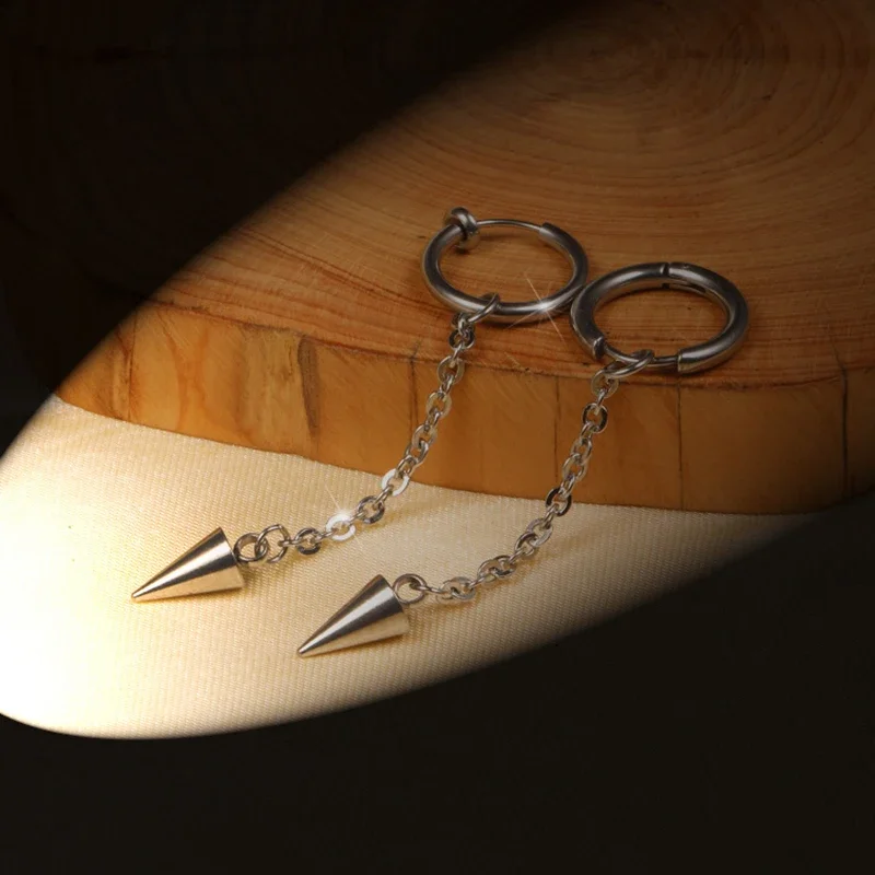 Quaste Kette Ohrringe Herren Trendsetter Ohrstecker Hip Hop Ohrclips Schmuck Zubehör Kreative Persönlichkeit Edelstahl Ohrringe