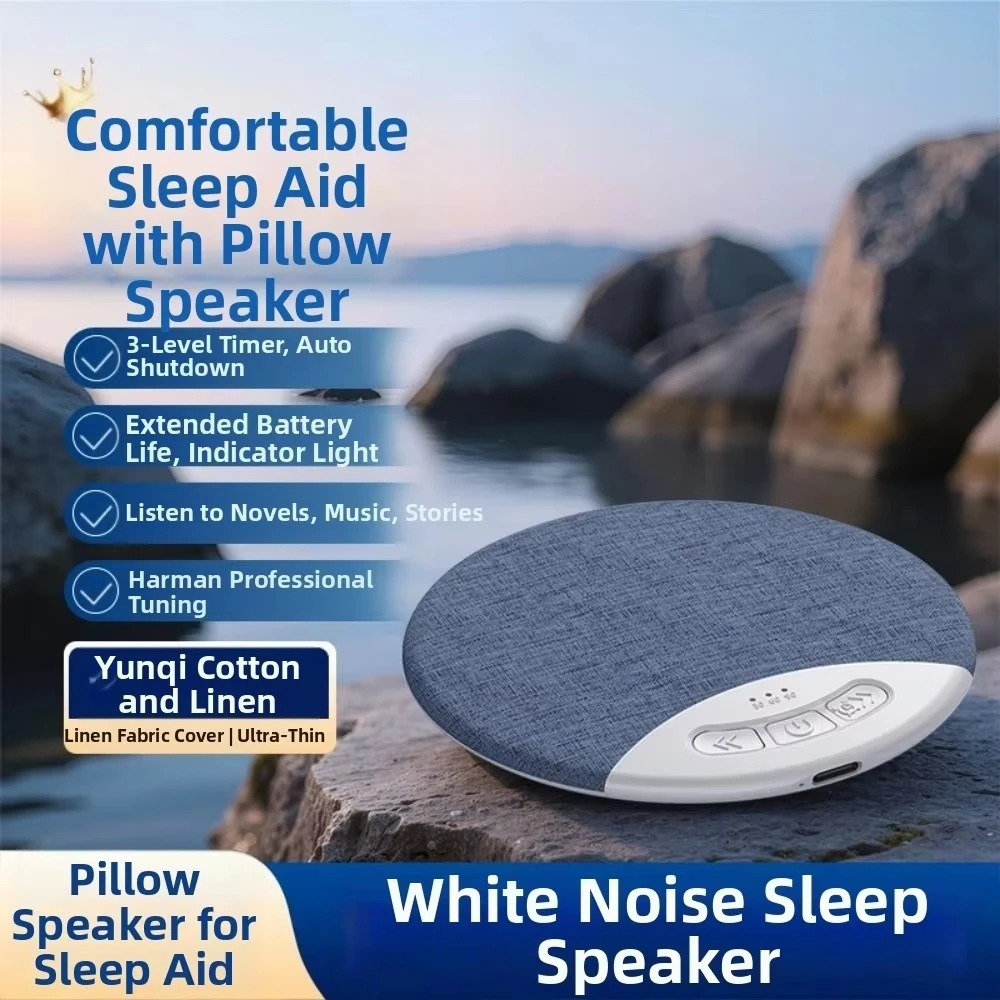 Bluetooth Pillow Speaker Wireless Sleep Music Player Under Pillow White Noise Machine 9D Stereo Timer Auto-Off for Insomnia