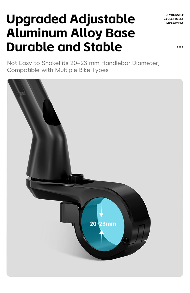 WEST BIKING Blendfreier Fahrrad-Rückspiegel, teleskopisch, flexibel, 360-Grad-Weitwinkel, MTB, E-Bike, Elektroroller, HD-Rückspiegel – Detail 8