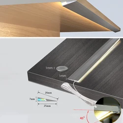 Cabinet Lamp Aluminum Profile Led Strip Channel with Silicone Diffuser Cover Hidden Led Shelf Light for Wardrobe Closet Lighting