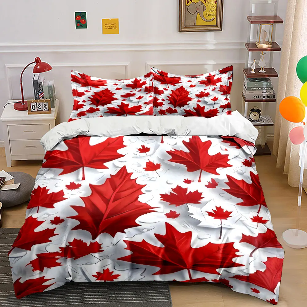 

"Maple Leaf Themed Decor Set" Soft Comfortable Duvet Cover Bedding Set Included 1*Duvet Cover & 2*Pillowcases, gift
