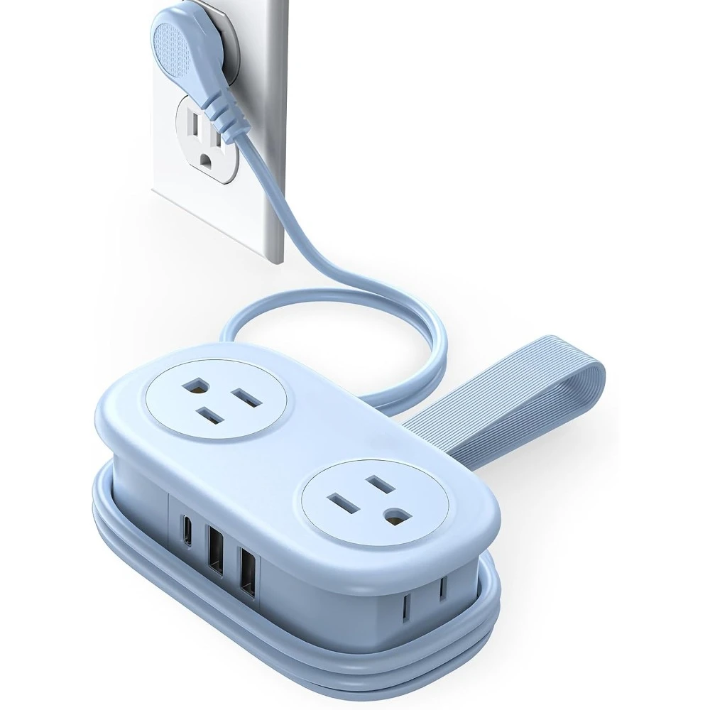 

‌Travel Power Strip: 4 Outlets, 3 USB Ports (1 USB-C), 4FT Cord, Small & Compact, No Surge Protector for Cruise Ship