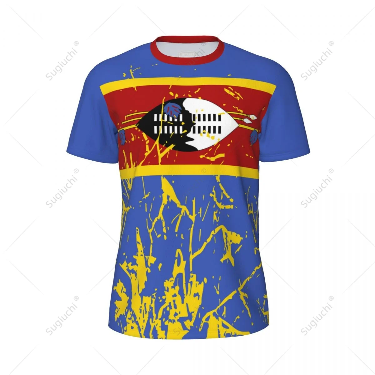 Exclusive design Eswatini Flag Grain 3D Printed Men For Running Bike Soccer Tennis Fitness Sports tshirt Mesh Fans Short T-shirt