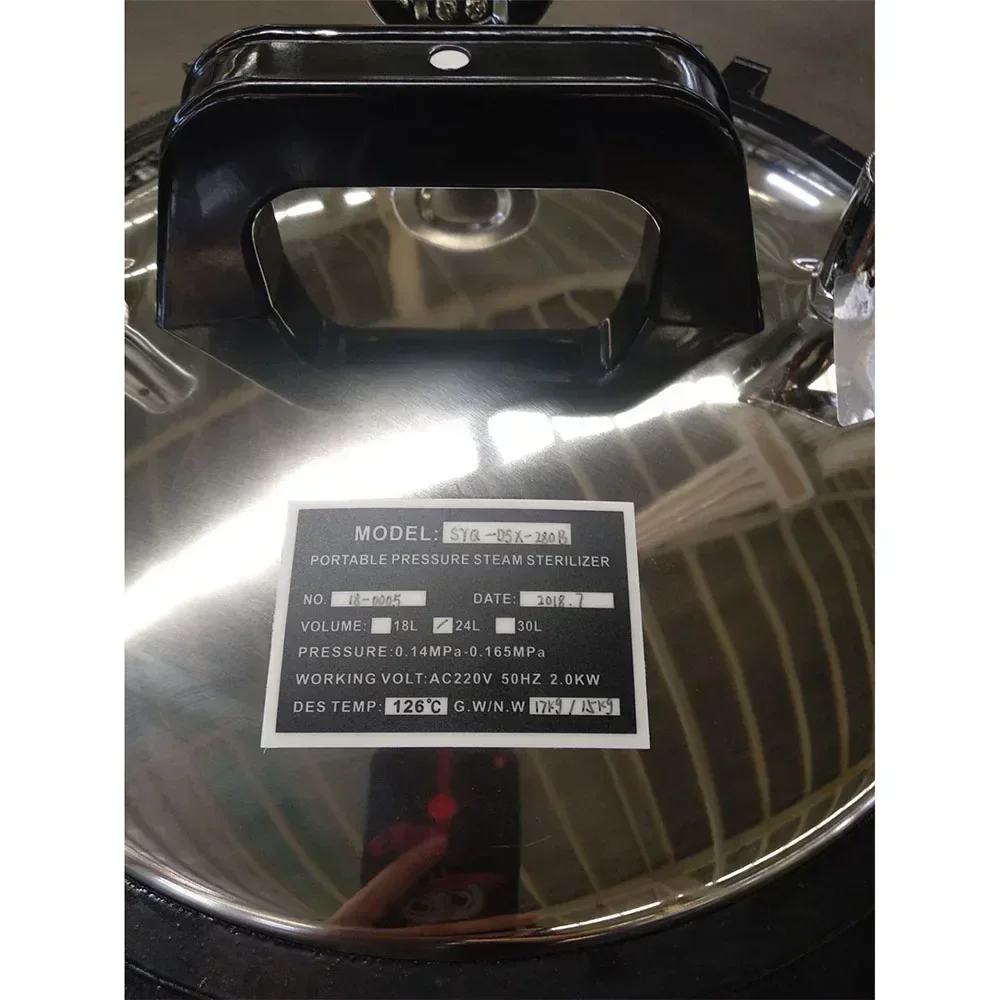 24L Autoclave Portable Stainless Steel Steam Sterilizer for Lab and Clinic