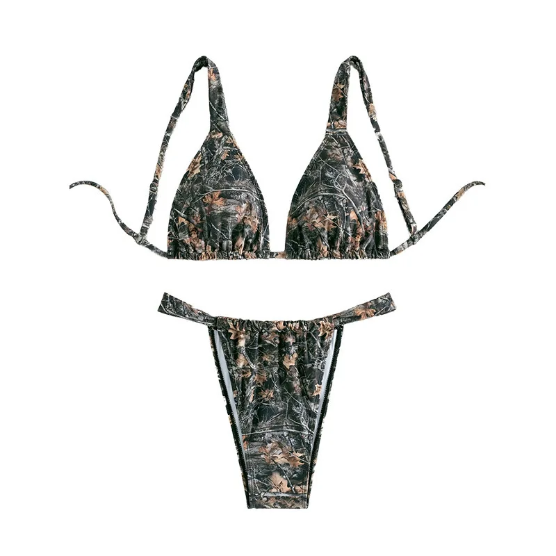 2025 Costume da bagno sexy da donna Nero Halter String Triangolo Micro bikini Perizoma Cuore Anello a costine Costume da bagno Costume da bagno Bikini Set