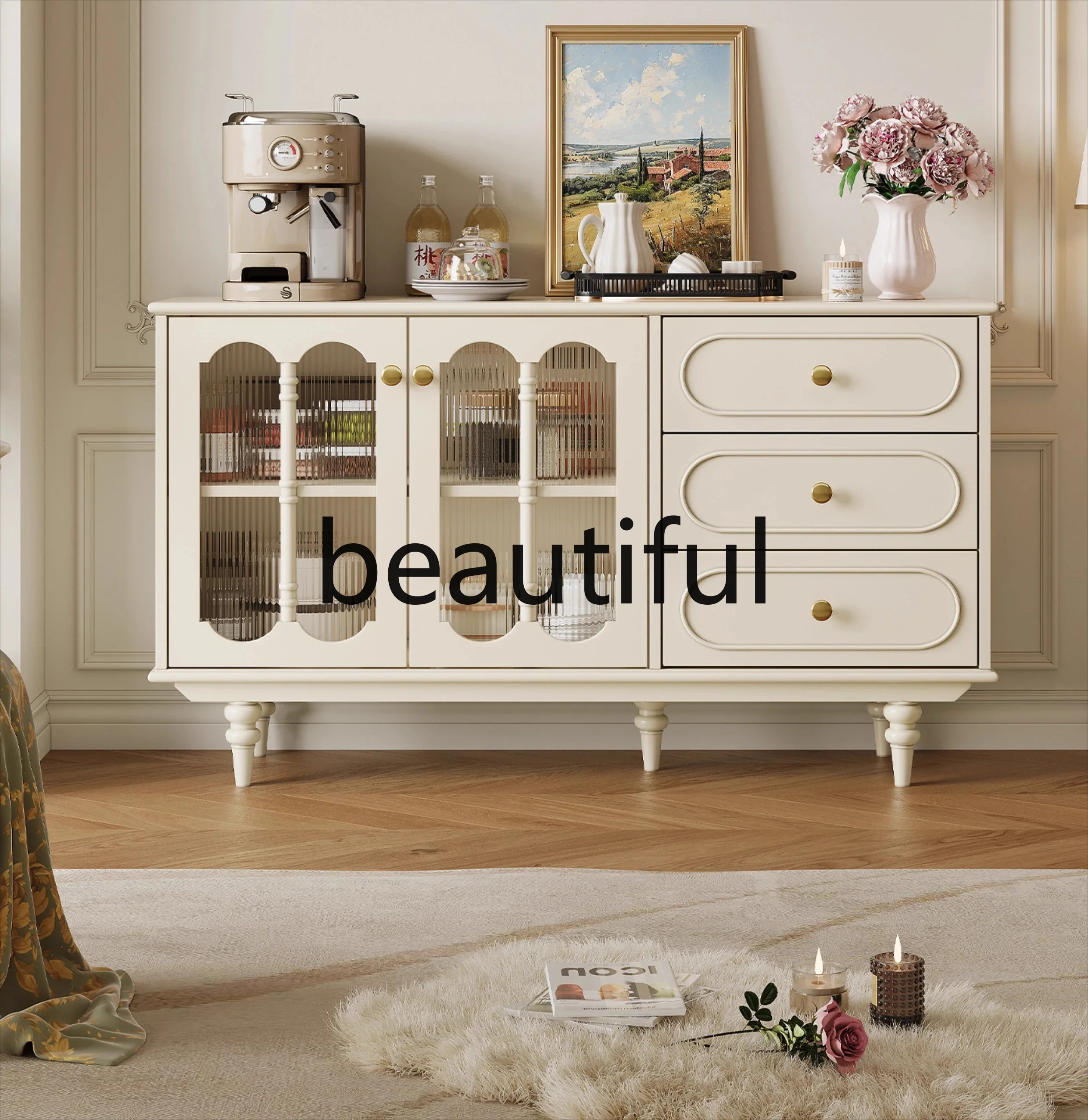 

X All solid wood dining side cabinet household living room storage tea wall storage cabinet