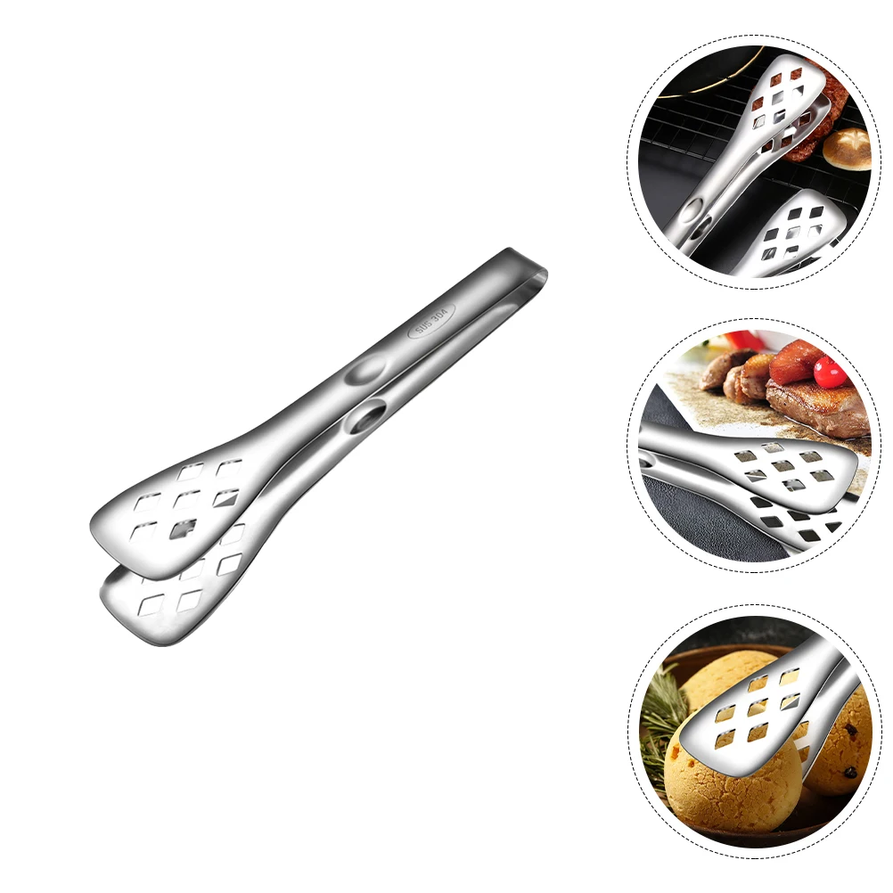 

1pc Stainless Steel Barbecue Tongs Food Clips Strong Thick Corrosion Resistant Serving Tongs for Kitchen Restaurant