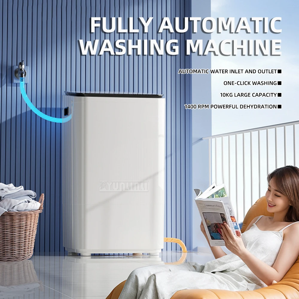 10kg Washing Machine Fully Automatic Water Inlet Touch Screen Washing Machine Stainless Steel Dewatering Bucket