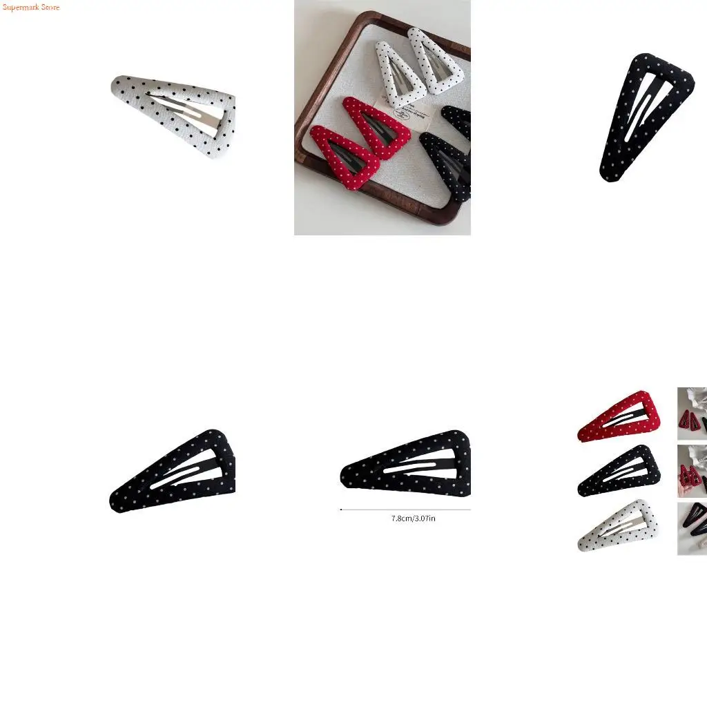 Q5WE Dotted Pattern Triangular Hair Ornaments Metallic Hair Accessories Traditional Korean Barrettes for Women Girls Hair Decors