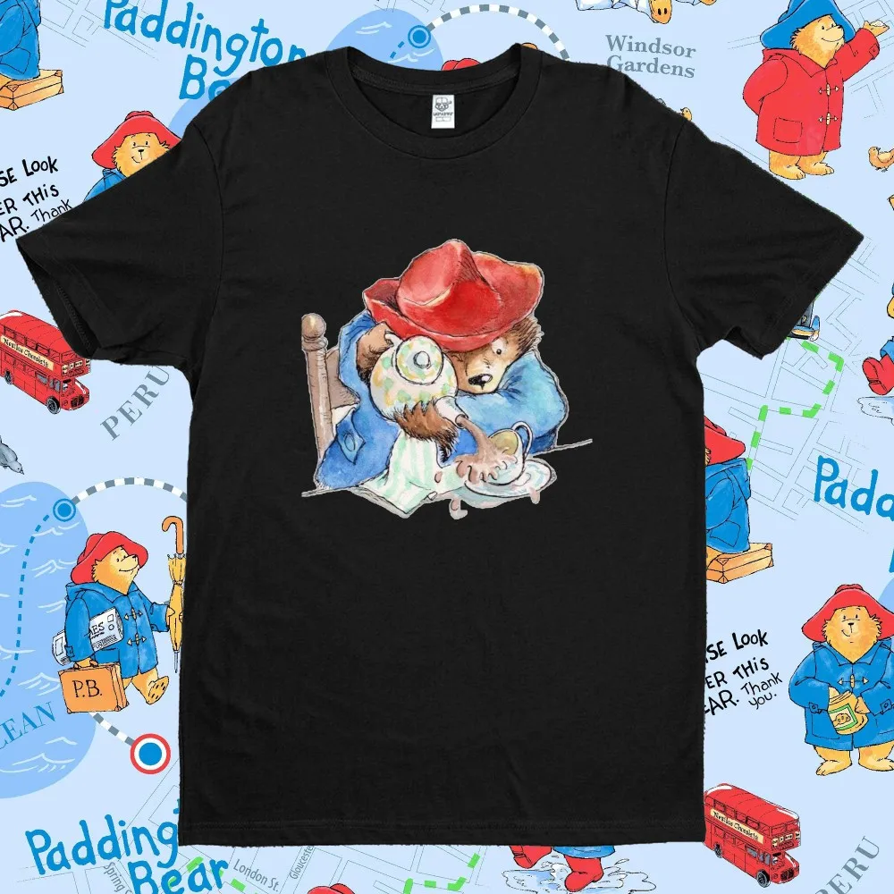 

Paddington Bear in London Cotton T-Shirt Summer Unisex Tshirt Casual Loose Funny Graphic Harajuku Tee Women Clothes Tops