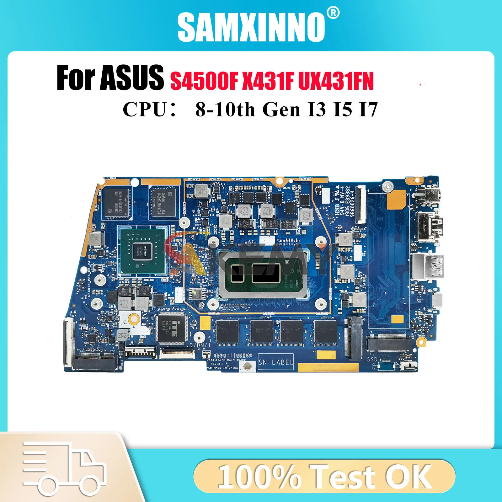 

UX431FN Laptop Motherboard For ASUS ZenBook UX431FN S431F S4500F X431F U4500F UX431F Mainboard With I3 I5 I7 CPU 100% tests OK