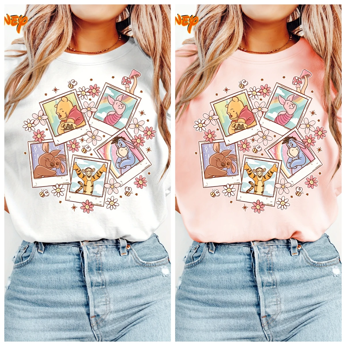 Camiseta de algodón para mujer y niña, versión informal de Disney, Winnie the Pooh Tigger, tendencia de vacaciones, versión holgada, Piglet Pijay Eeyore