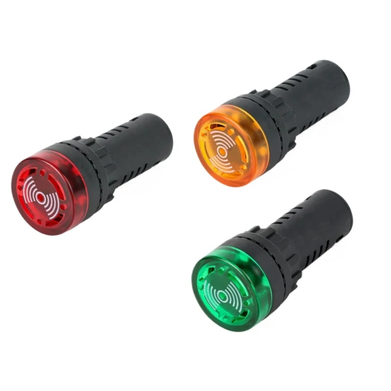 

LED Active Buzzer Beep Alarm IndicatorAD16-22SM 22mm Panel Diameter AC DC 12V 24V 110V 220V Flash Signal Light Red Green Yellow