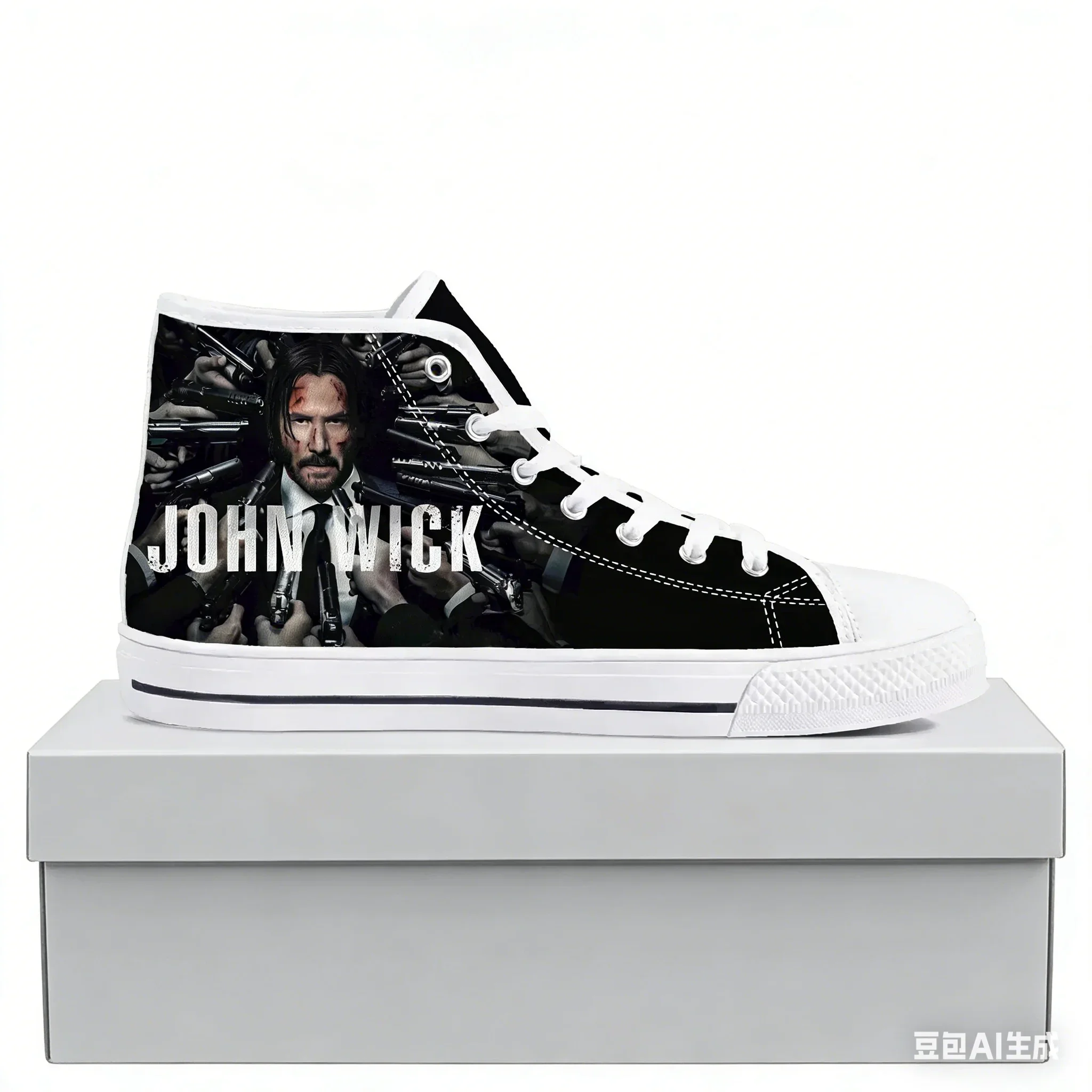 

John Wick Keanu Reeves High Top Sneakers Mens Womens Teenager Canvas Sneaker Casual Custom Made Shoes Customize DIY Shoe
