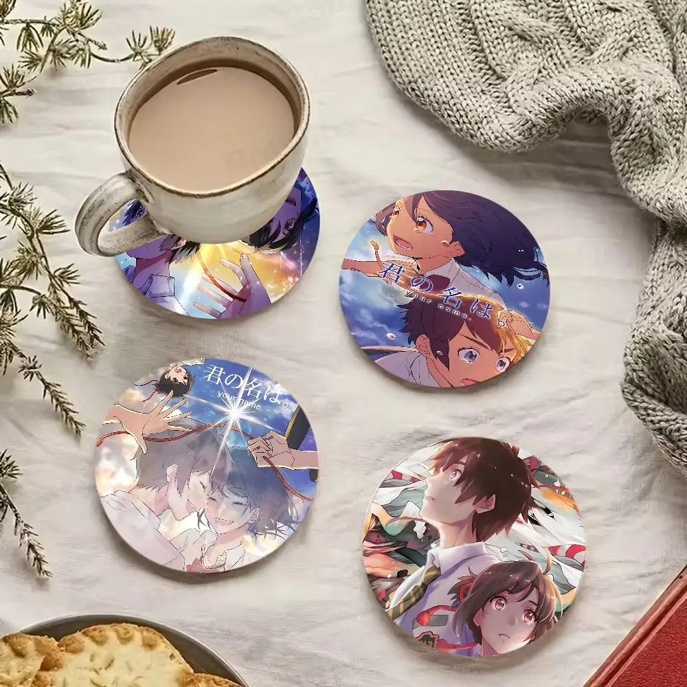 Japan Anime Your Name Natural Wood Coaster Creative Cartoon Absorbent Cushion Coffee Mug Bowl Cushion Insulation Cushion