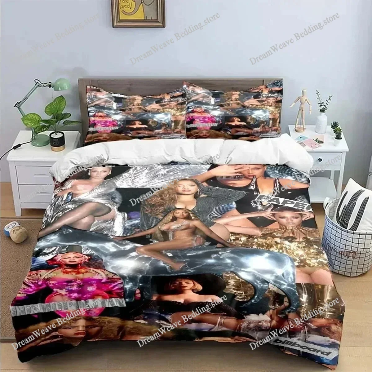 

3D Print Pop Female Singer B-Beyonce Bedding Set Duvet Cover Bed Set Quilt Cover Pillowcase Comforter King Queen Size Boys Adult