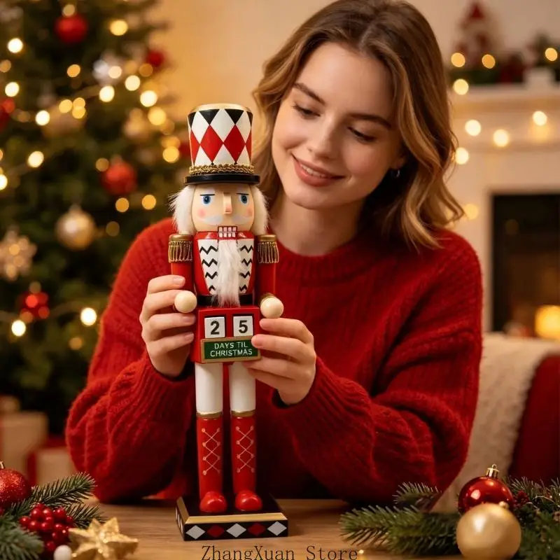 Weihnachts-Adventskalender aus Holz, freistehende Spielkarten-Soldat-Figur, Dekoration für saisonale Arrangements – Detail 9