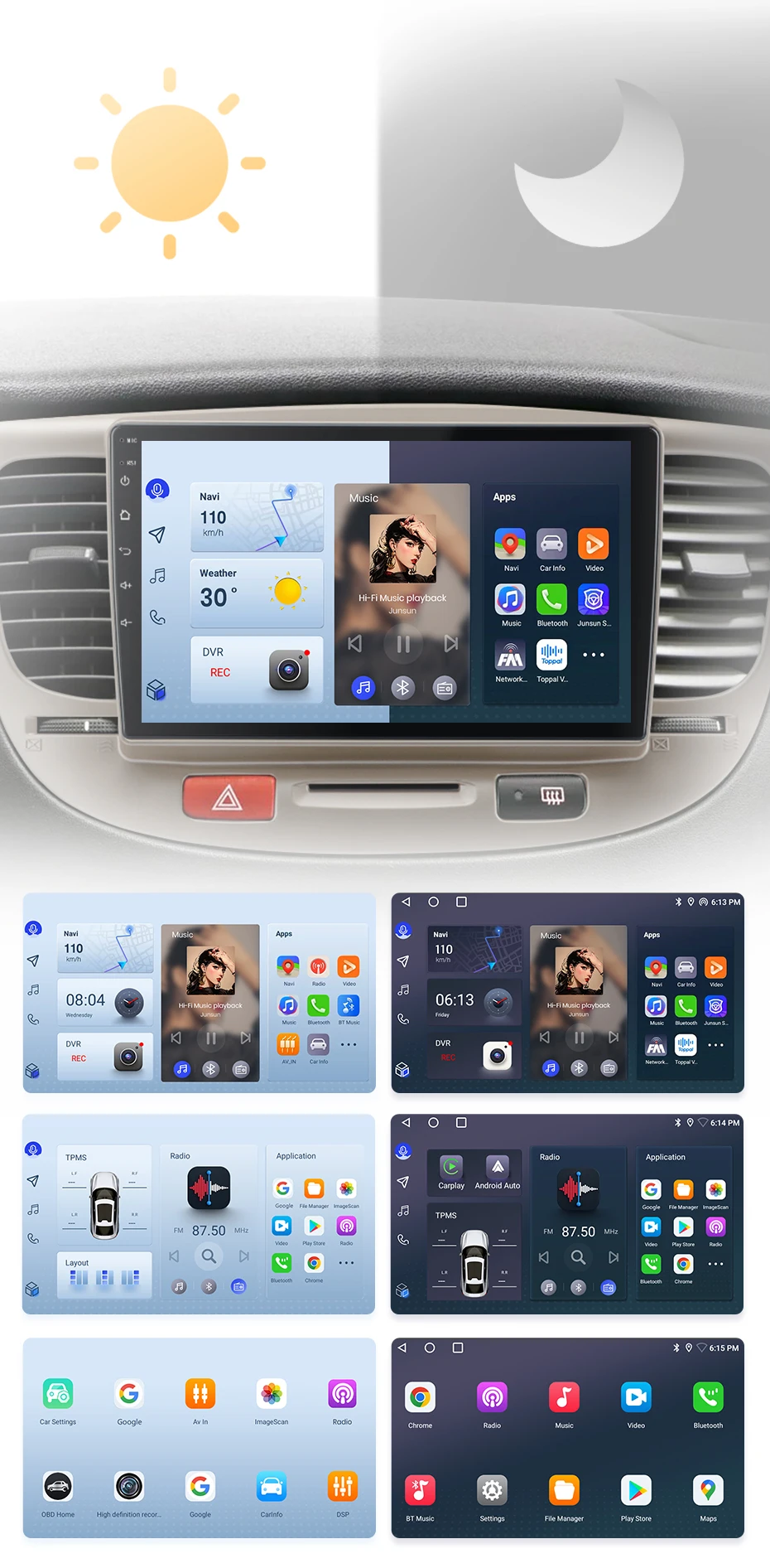 Junsun Wireless Carplay Android Auto Autoradio für Kia Rio 2 2005-2011 GPS Multimedia 2 Din – Detail 7