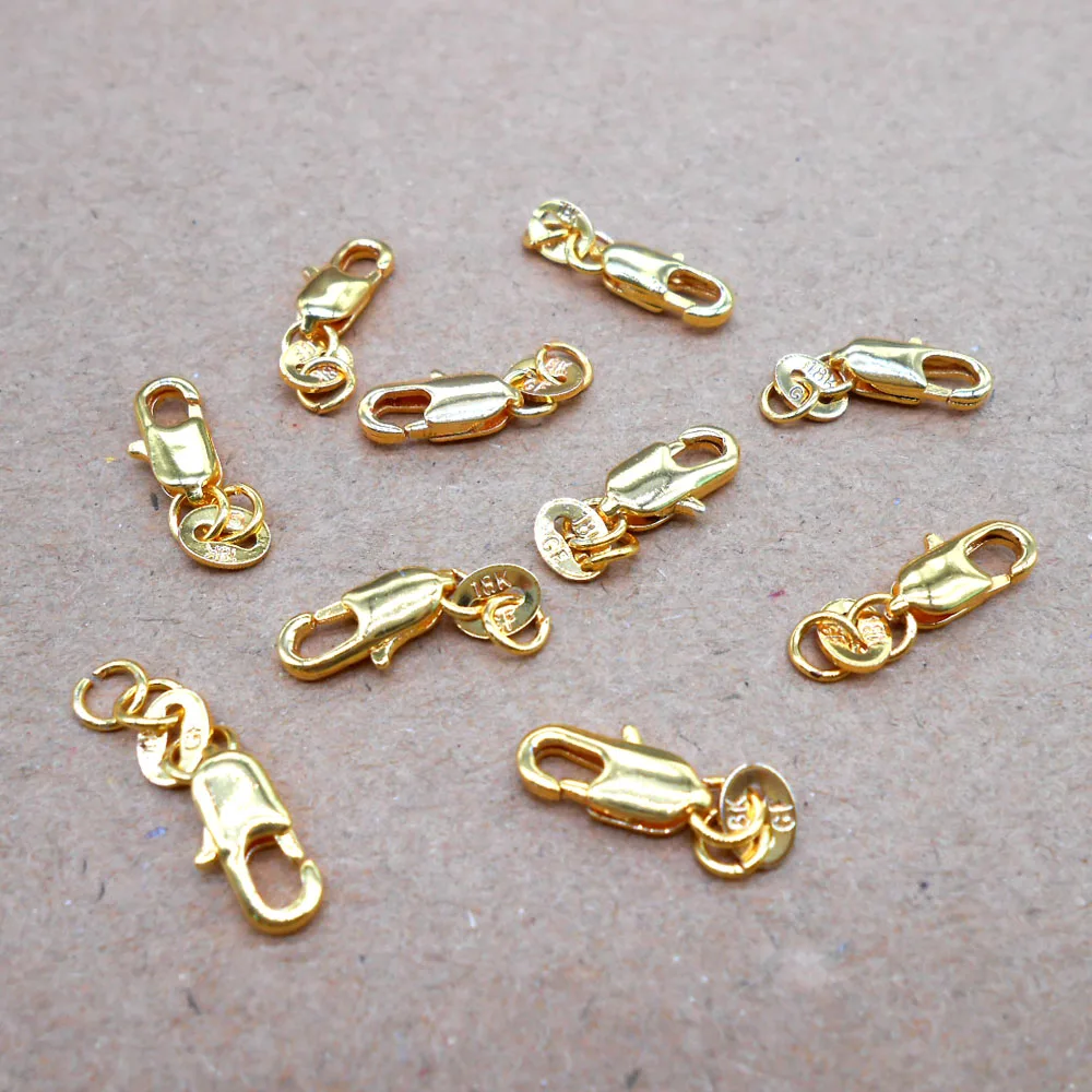 20Pcs Yellow Gold Filled 18KGF Lobster Clasp with Stamped Tag for Jewelry Necklace Bracelet Making - Free Shipping
