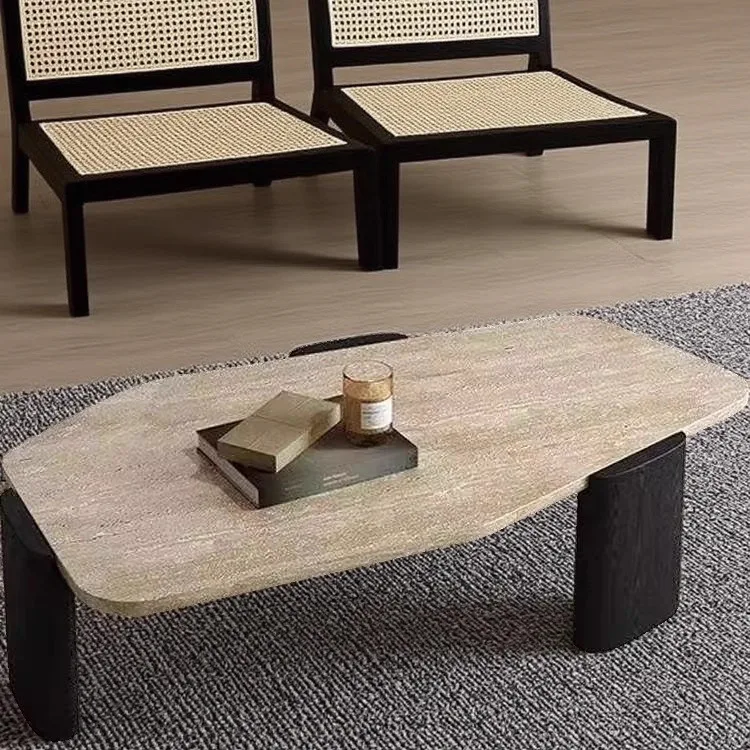 Wabi-sabi Style Irregular Vintage Solid Wood Eco-Friendly Durable Coffee Table For Small Apartment Living Room Home Use Simple