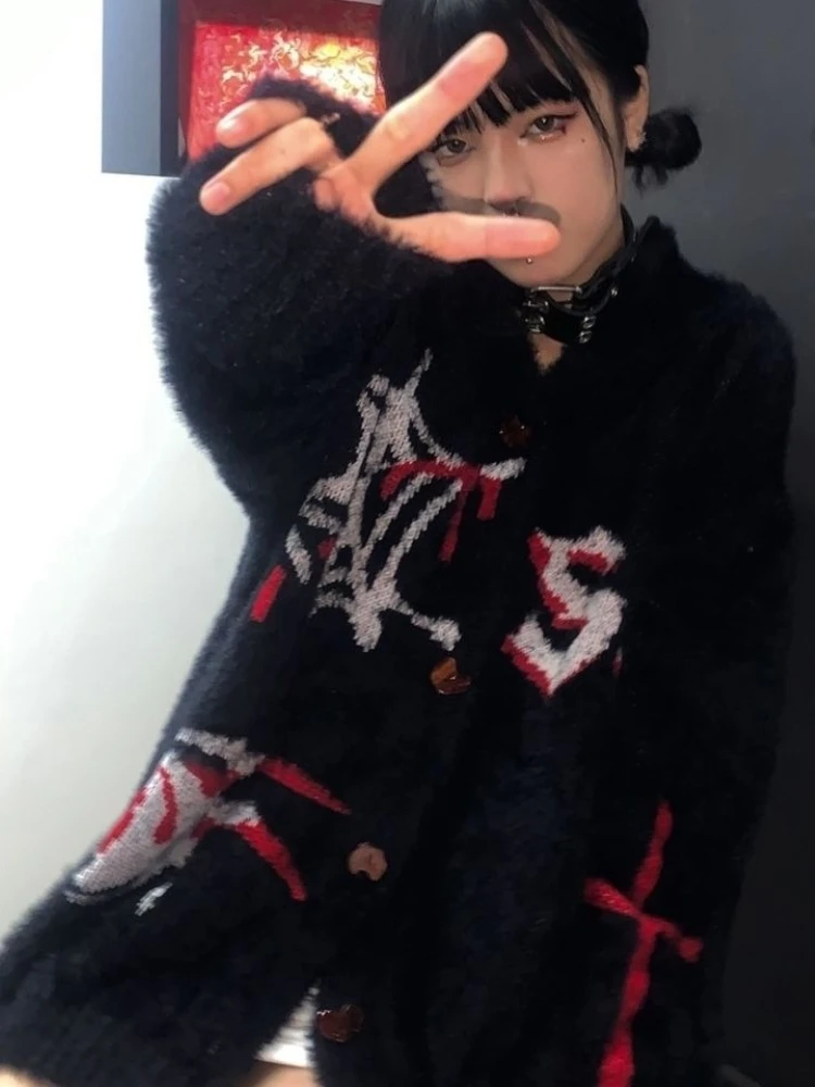 ملابس خارجية فضفاضة ذات ثقافة فرعية من 2000s y2k بأكمام طويلة وزر نمط ملابس الشارع الشهير للفتيات الحارة غير الرسمية