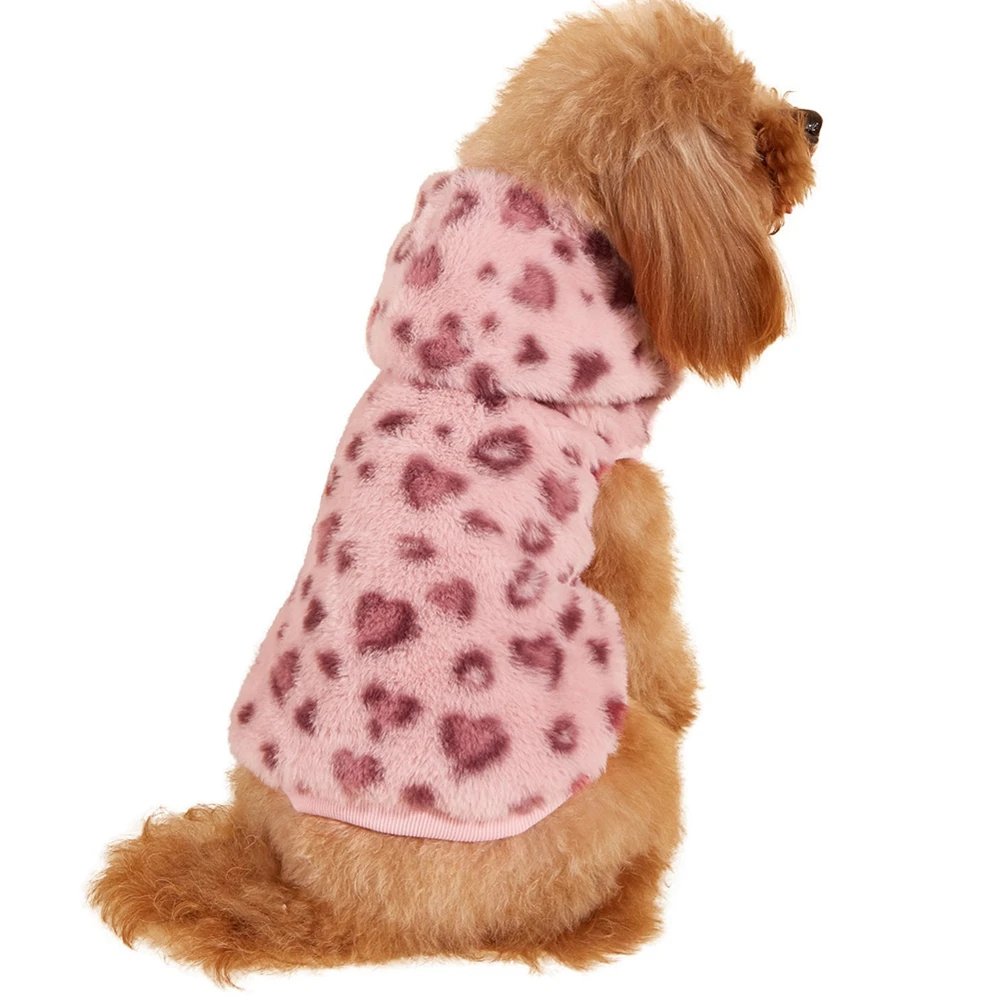 Coral Fleece Cat Hoodie Leopard Dog Vest Coat Pet Dog Clothes For Small Dogs Puppy Clothing Pet Sweater Winter Pet Hooded Jacket