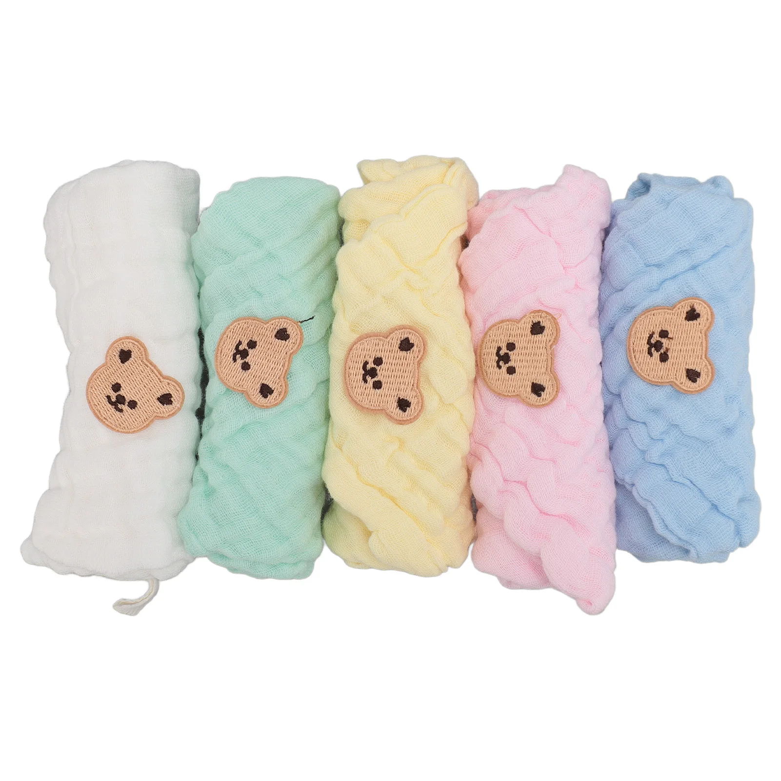 5Pcs Animal Pattern Cotton Kids Face Towels Good Absorbent Skin Friendly Reusable Soft Hand Drool Towels