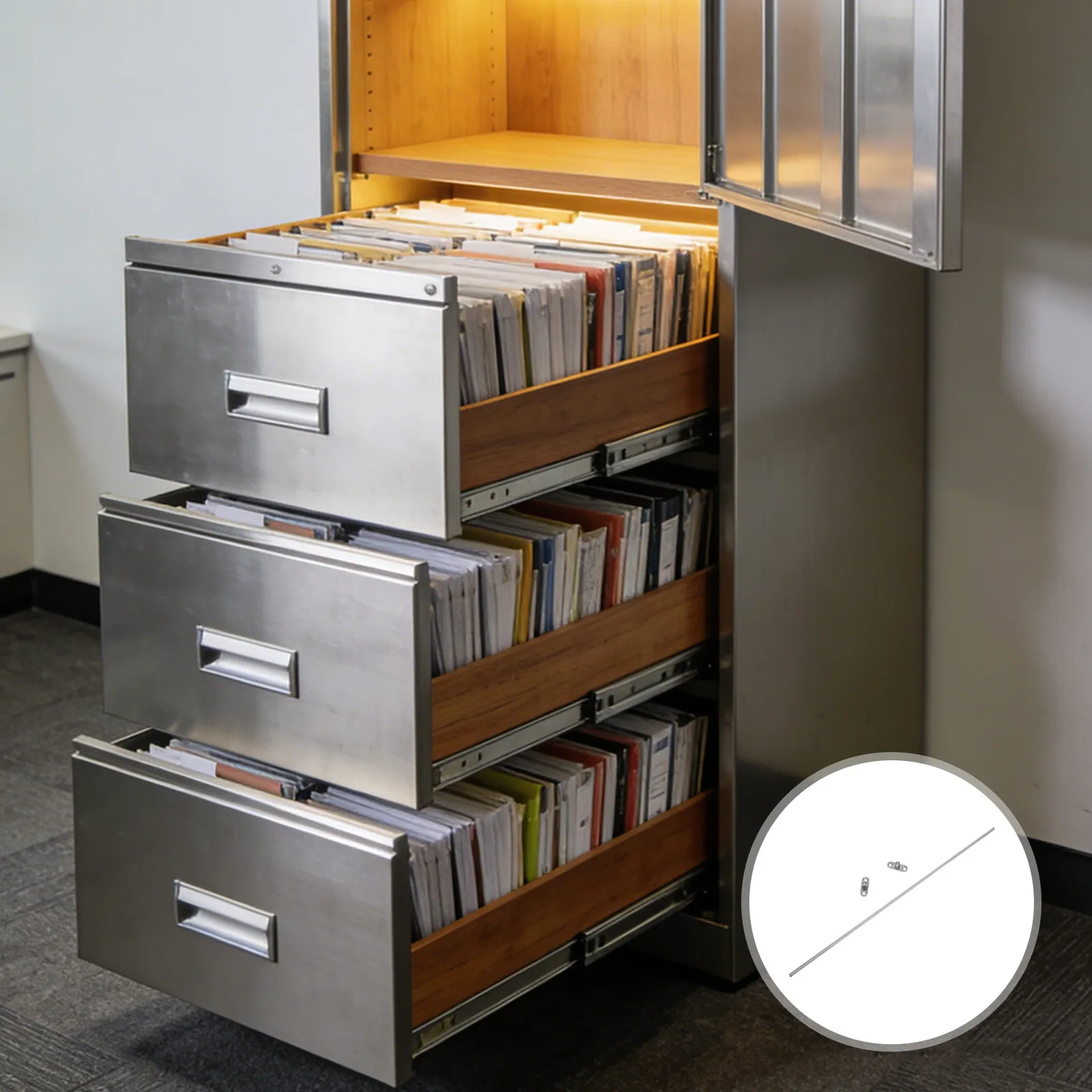 40Cm Stainless Steel Hanging File Folder Frames Heavy Duty File Cabinet Hanging Rail for Desk Drawer Kitchen Bathroom Storage