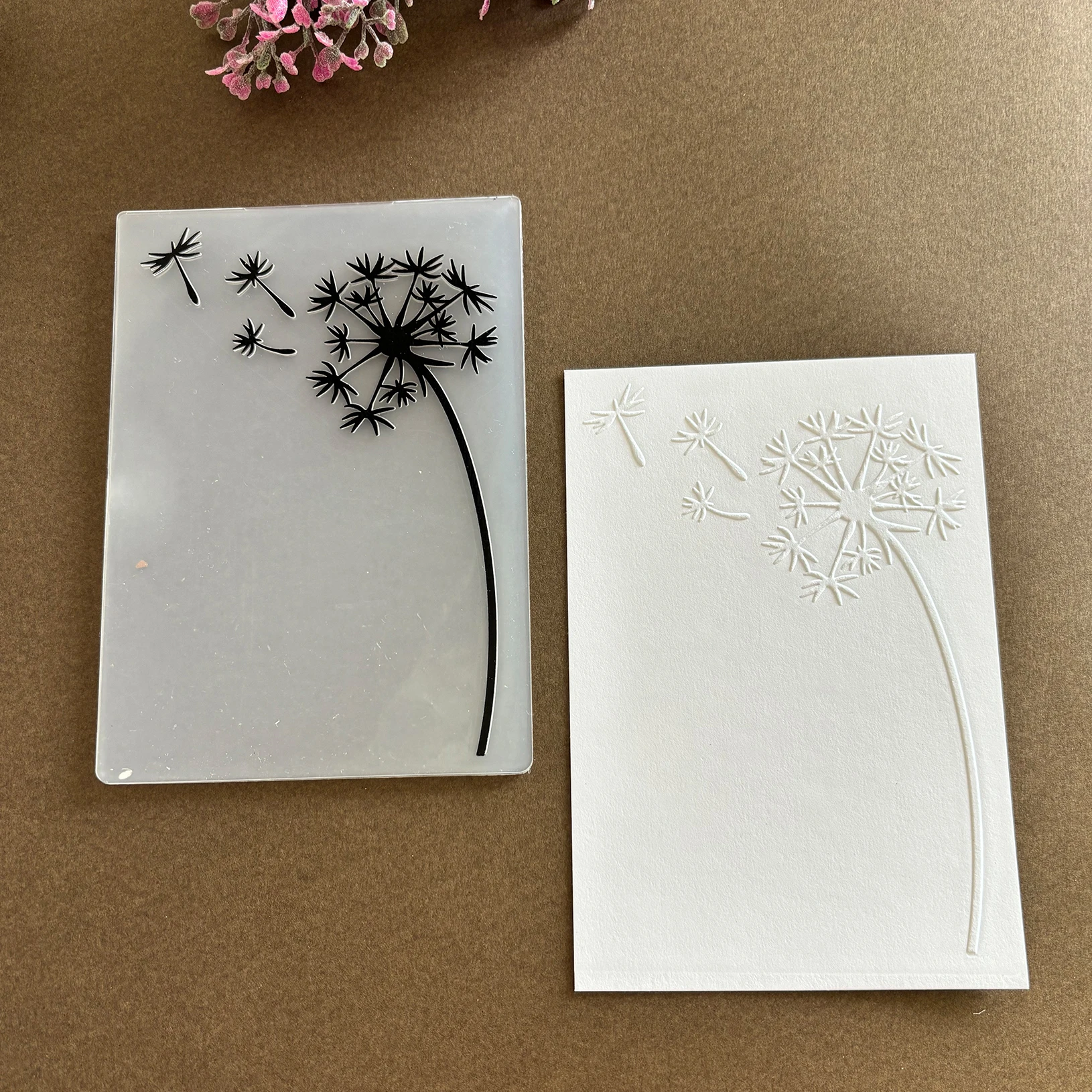 1 piece of dandelion embossed folder with scrapbook and paper art - plant theme, used for making cards DIY plastic collage photo