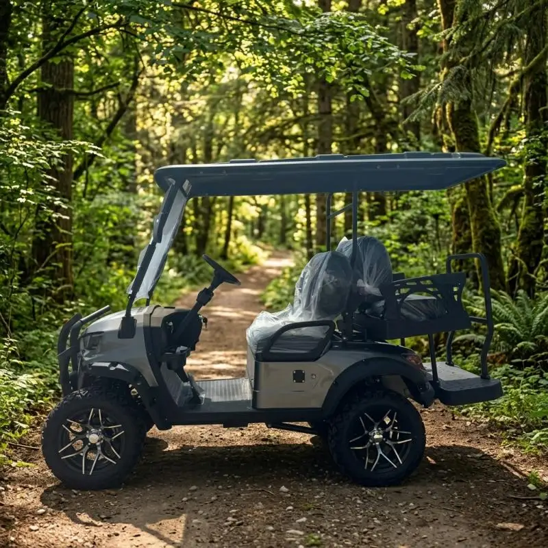 All Terrain 4 Wheeler Electric Golf Cart Lifted 2+2 Passenger Electric Vehicle Offroad Lithium Battery Powered Golf Car