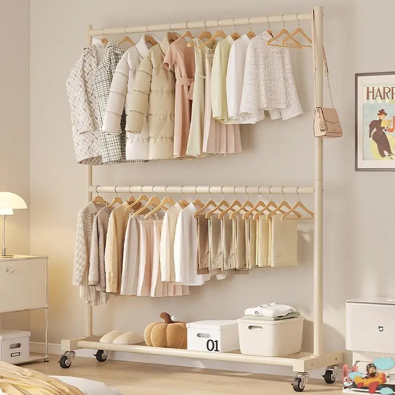double-layer-bedroom-clothes-hanger-free-standing-autumn-summer-jacket-home-use-clothes-rack-internet-famous-drying-rack-spac