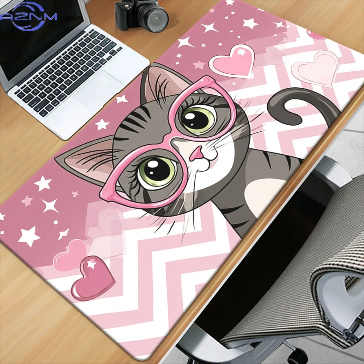 1pc of a Cat Wearing Pink Glasses Design, High-Definition Printed Desk Pad, Multifunctional XXL Mouse Pad, Suitable for Gaming K