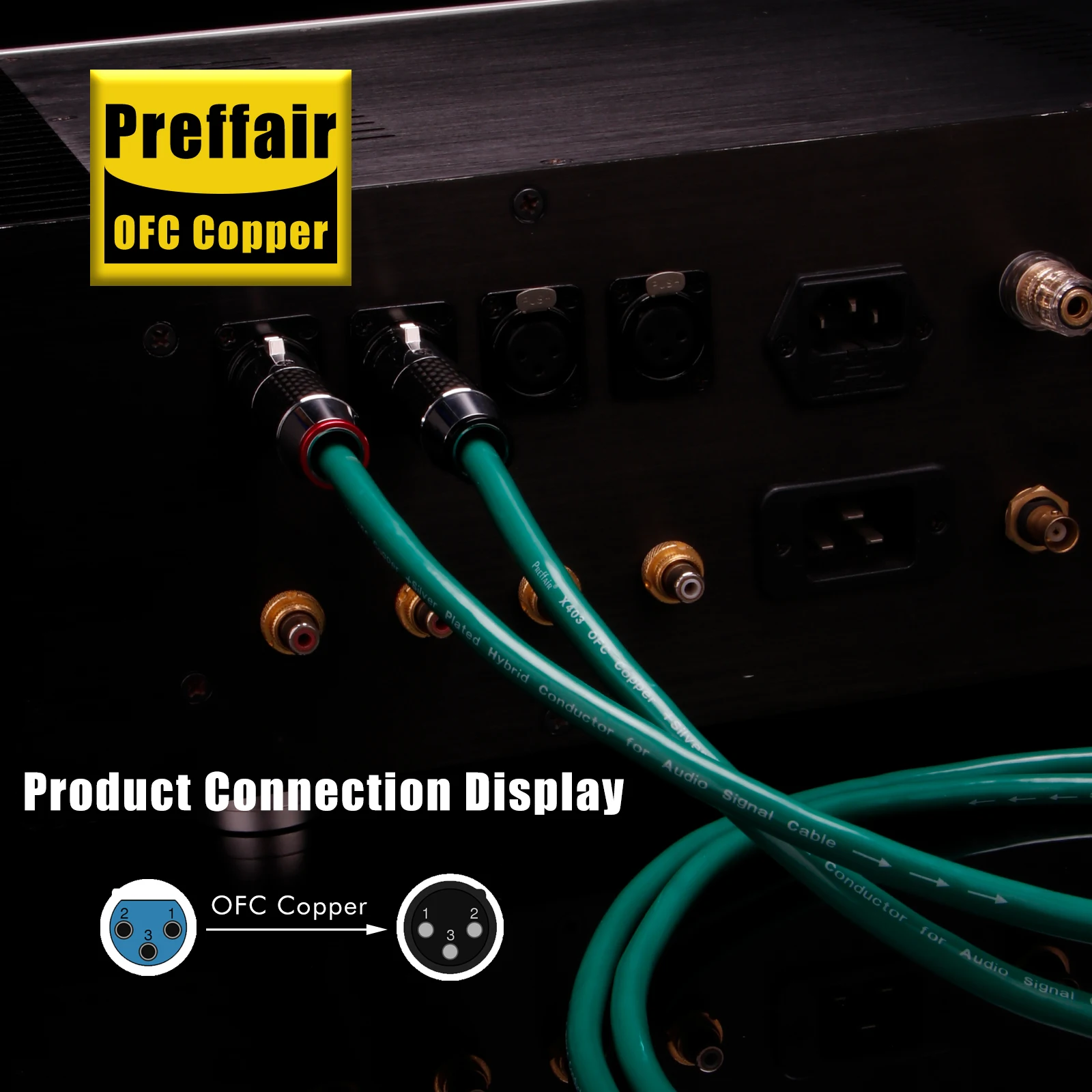 Preffair X403XR1801 Hifi كابلات توصيل XLR النحاسية الفضية XLR مع مقابس ألياف الكربون 3Pin XLR لـ AMP/DVD/خلاط/القرص الدوار