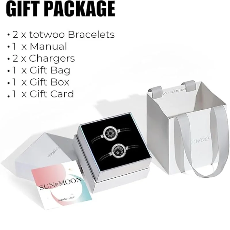 TOTWOO Bracelets tactiles longue Distance pour Couples Vibration éclairer pour amour Couples Bracelets Bluetooth appairage bijoux cadeaux