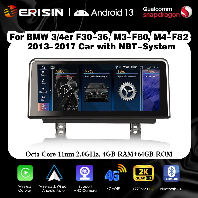 ES3330N HD 2K IMAX IPS Android 13 Car Screen Upgrade For BMW F30 F31 F34 F32 F33 F36 M3-F80 M4-F82 NBT Stereo CarPlaly Auto GPS