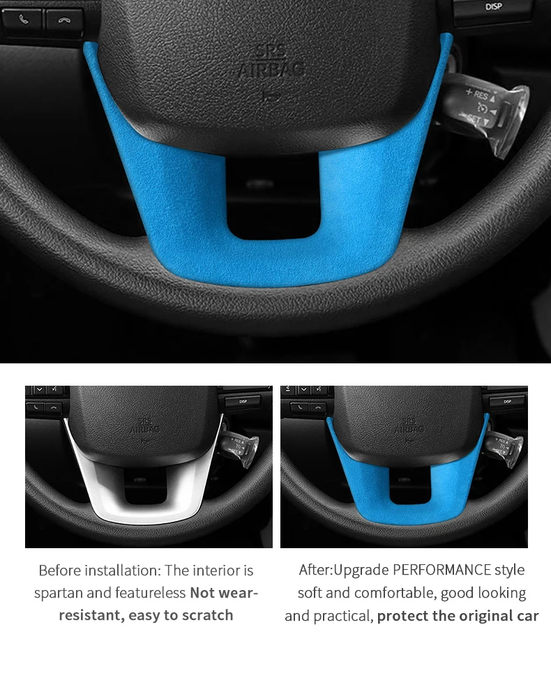 Hergestellt aus Alcantara für Toyota Hilux / Fortuner Standard Sport Version Auto Lenkrad Kofferraumabdeckung Inneneinrichtung Zubehör – Detail 4