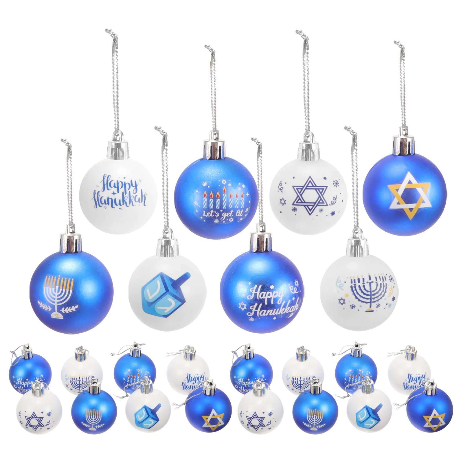 Pendurado Ornamentos de Bola, Bolas De Hanukkah, Decorações De Layout De Festa, Bolas De Plástico De Festa Festiva, 24Pcs