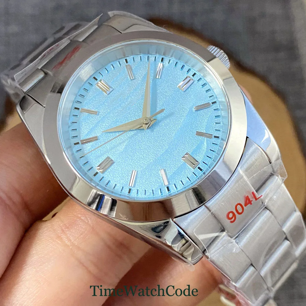 Tandorio NH35A Movement Automatic Watch for Men Sky Blue 3D Dial 36mm or 39mm Sapphire Crystal Mechanical Watches 316L Bracelet