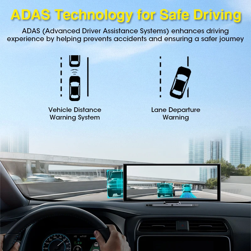 Jansite 10.26 "ADAS سيارة DVR 4K داش كام تدوير كاميرا أمامية Carplay أندرويد مسجل السيارات سيري التحكم الصوتي حلقة تسجيل #3