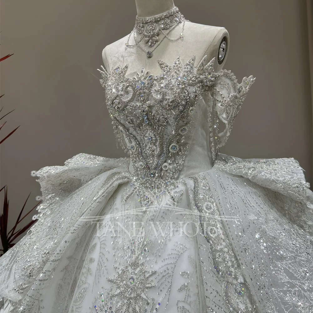 Robes De Mariée Sur Mesure Sweetheart Off Shoulder Lace Up Back Ball Gown Sequined Beading Embroidery Customized Wedding Dress