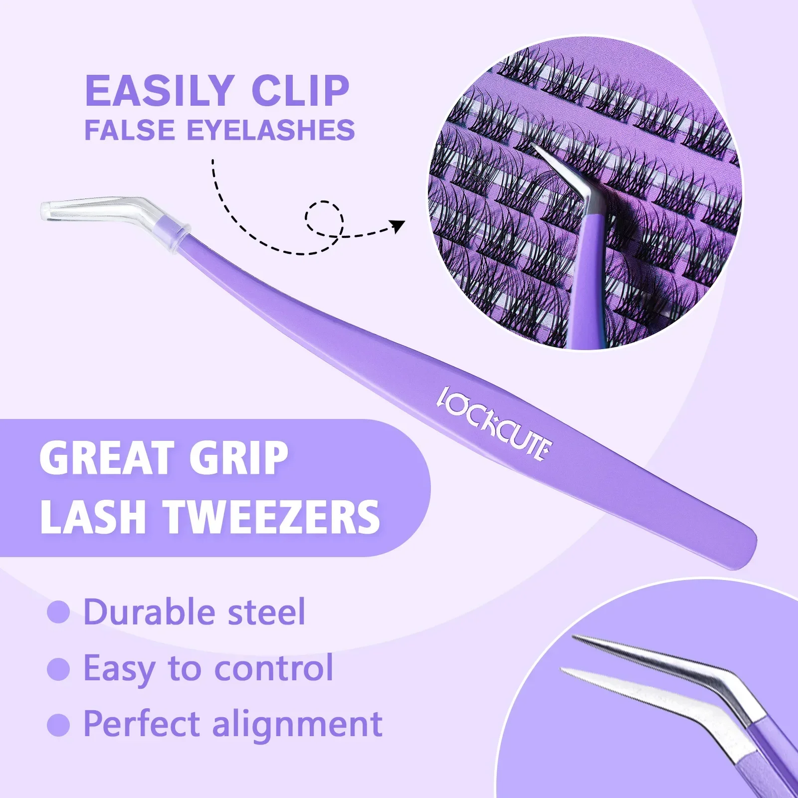 Pre-glued False Eyelashes Tweezers Set Self-Adhesive Lash Cluster Party Daily Voluminous Eyelashes Reusable for Doll Comic Style