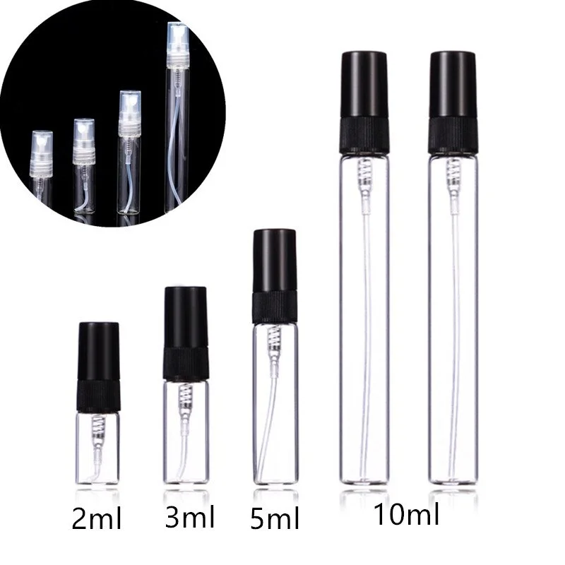 2Ml/3Ml/5Ml/10Ml Draagbare Miniatuur Parfum Fles Glas Spray Flessen Vloeistof Spuit travel Kit Lege Hervulbare Flessen Potten