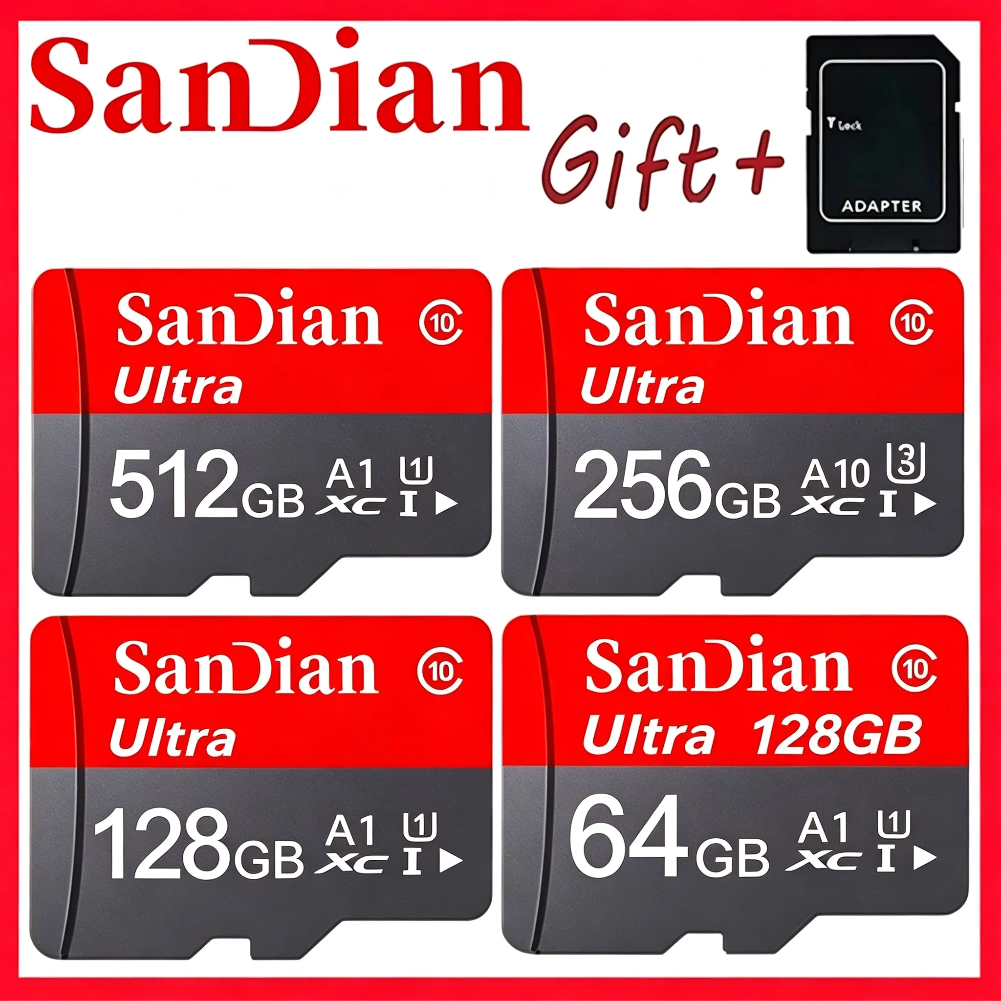 New SD Cards 128GB 512GB 64GB TF Cards Memory Card Micro TF SD Card V30 Full HD for CCTV/Laptop/GPS/MP3 Player/Sport Camera