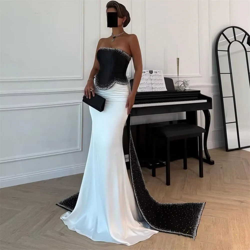 

Customized Exquisite Ruched Women Prom Dress Charming Ruffles Zipper Sleeveless Women Party Dress Boat-neck Women Evening Gown