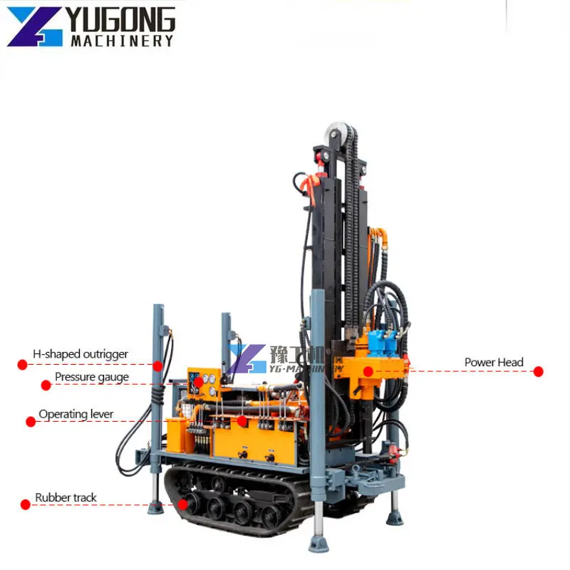 Small 100m 150M 200m Water Borehole Well Drilling Rig Machine Crawler Drilling Rig for Water Well Drill Rig with Air Compressor